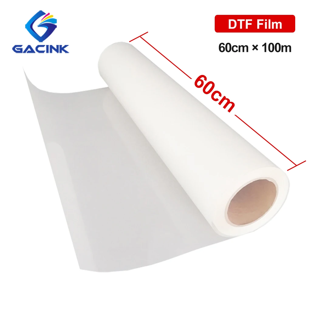 60cm*100m DTF Film Roll Direct Transfer Film For Epson XP600 4720 R3880 R3000 PET Film Transfer To Garment PET Film 75 Micron