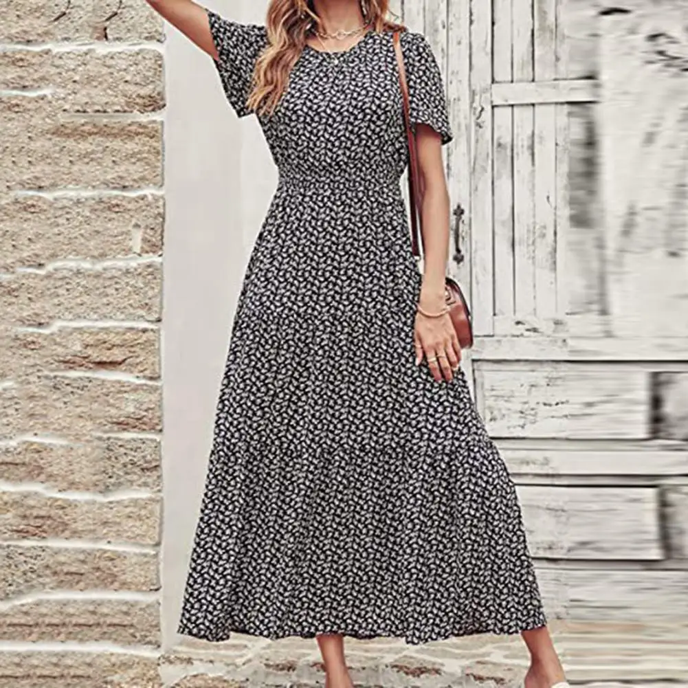 

Beach Dress Ankle Length Summer Dress Women Floral Print Casual Long Dress