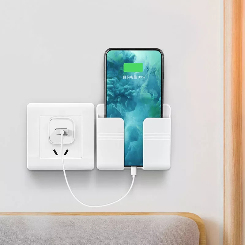 

Home Decoration Wall Holder Phone Charging Holder Socket Charger Storage Box Mobile Phone Holder Universal Stand 1pcs