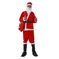 santa claus clothes set for christmas red garment cap waistband and costume accessories