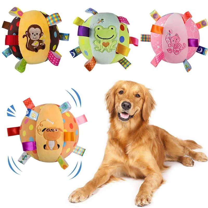 

Pet Vocal Toy Ball Plush Pet Toys with Bells for Small Large Dogs Cat Funny Interactive Plaything Kitten Puppy Training Supplies