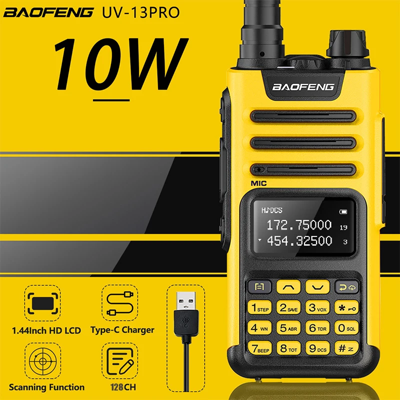 BaoFeng UV-13 Pro High Power Walkie Talkie TYPE-C Charger 999CH Long Range Transceiver Ham Two Way Radio Enhanced of UV5R UV82