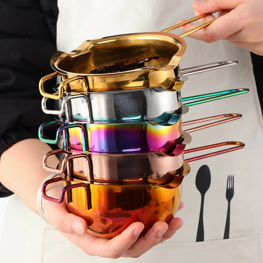 

Gold Chocolate Melting Bowl Snack Maker Stainless Steel Kitchen Heating Bowl Baking Tool Butter Heating Container Baking Tools