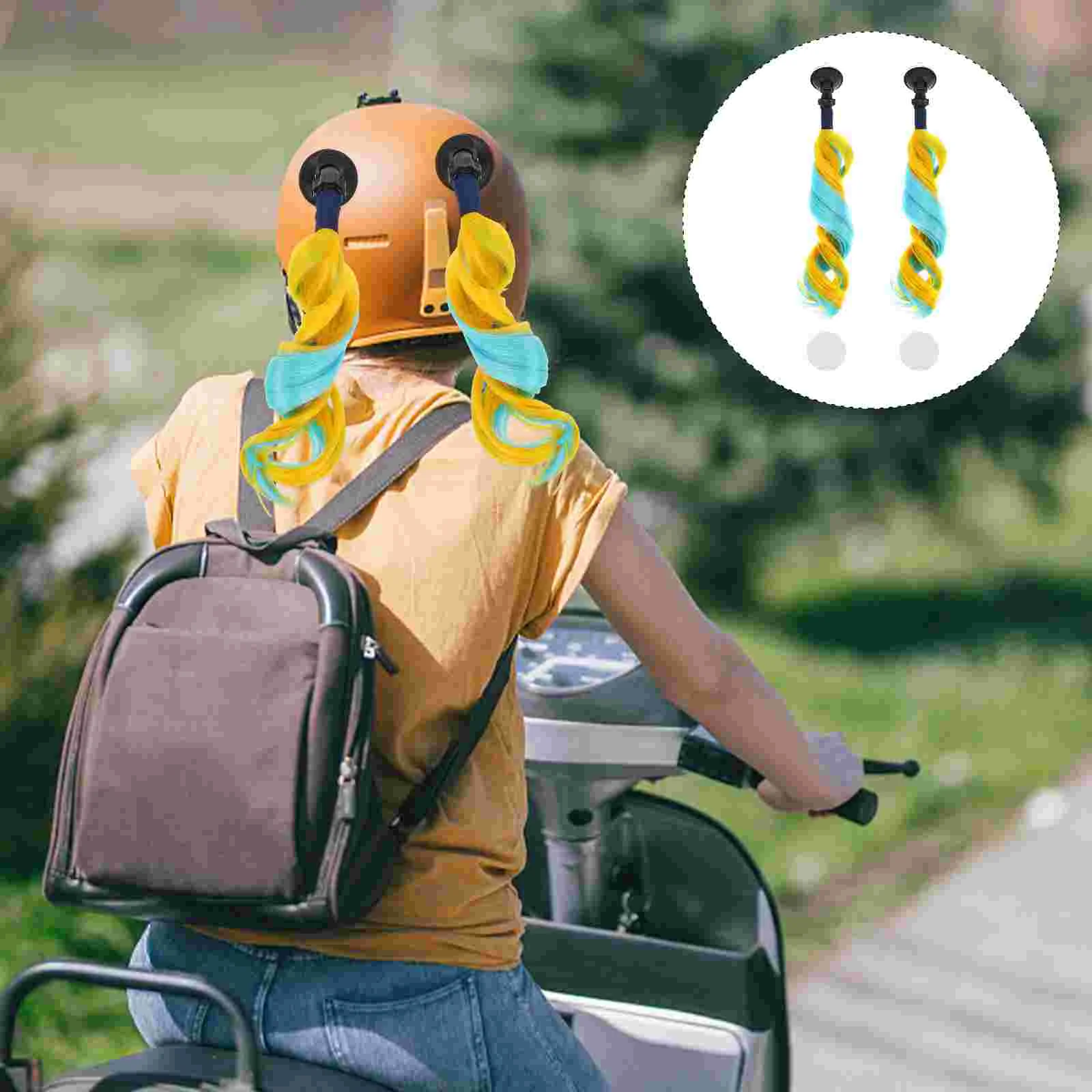 

2pcs Helmet Braids Reusable Motorcycle Ponytails Detachable DIY Helmet Wigs