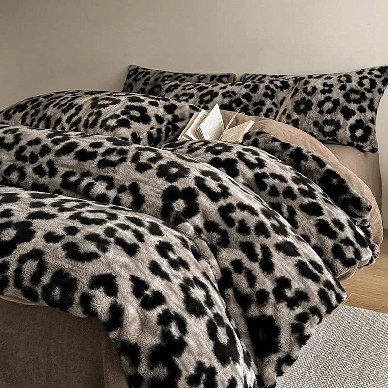 Зимний толстый пододеяльник пушистый простыня наволочка 4 шт. королевы комплект