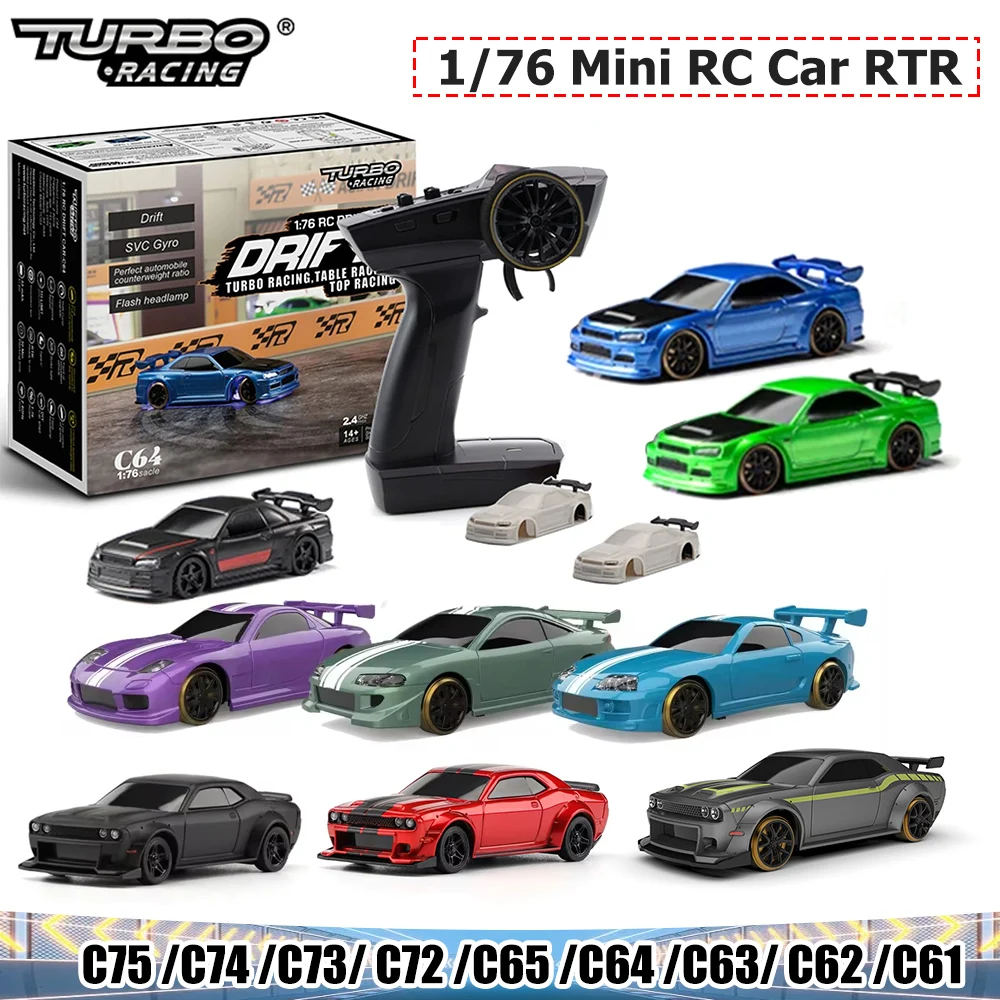 Turbo Racing 1:76 Масштаб Drift RC Car C75 C74 C73 C72 C65 C64 C63 C62 C61 Мини Полностью пропорциональный RTR 2