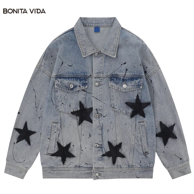 

Мужская джинсовая куртка в стиле «хип-хоп»