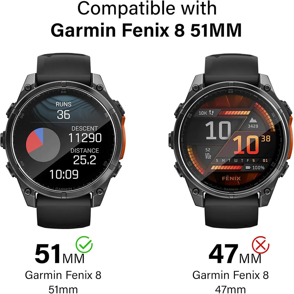Защитная пленка из закаленного стекла для Garmin Fenix 8, 51 мм, 47 мм, 43 мм, 3 шт., защитная, прозрачная, HD, 2.5D, 9H, премиум-класса, с защитой от царапин (art.: 3920cd625992c) - 3920cd625992c