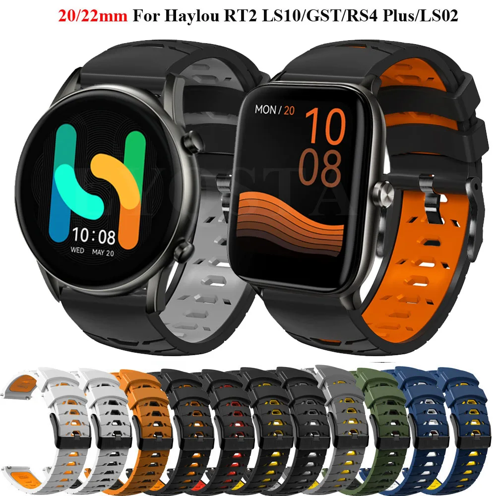 Фото Ремешок для часов 20 мм/22 мм для Haylou RT2 LS10/RT LS05S/GST/RS3 LS04, силиконовый браслет, спортивный браслет для Haylou LS02/RS4 Plus/RS4 LS12 №1