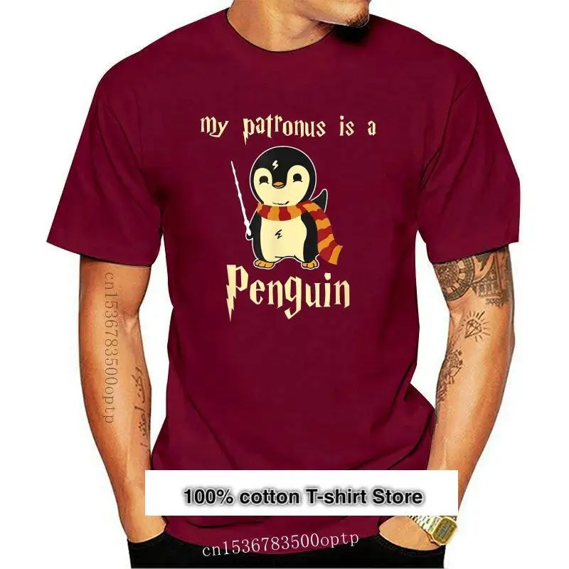 

Camiseta de algodón con estampado para hombre y mujer, camisa de manga corta con cuello redondo, My Patronus is a Penguin, nueva