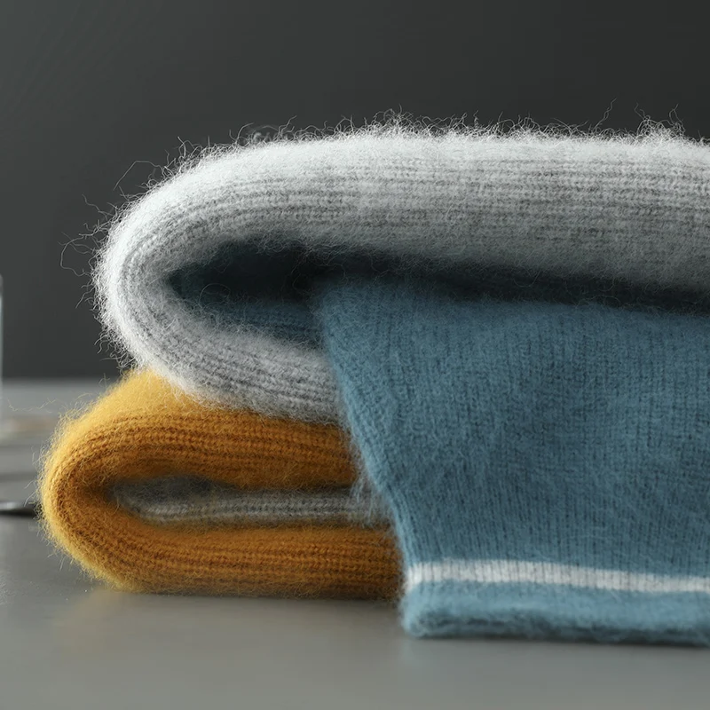 Новый пуловер свитер из 100% норки кашемира мужской вязаный с круглым вырезом