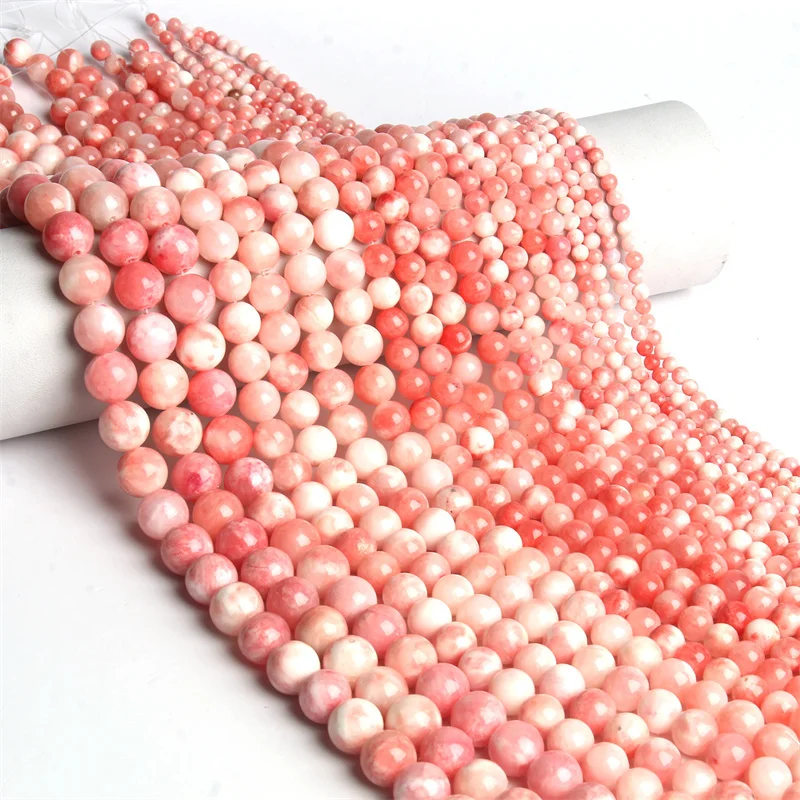 

NEW 4/6/8/10mm Natural Stone Beads Pink White Persian Jades Round Loose Spacer Beads For Jewelry Making Needlework Diy Bracelet