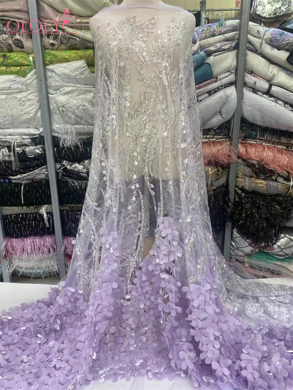 Высококачественная африканская нигерийская элегантная 3D вышитая ткань 2024