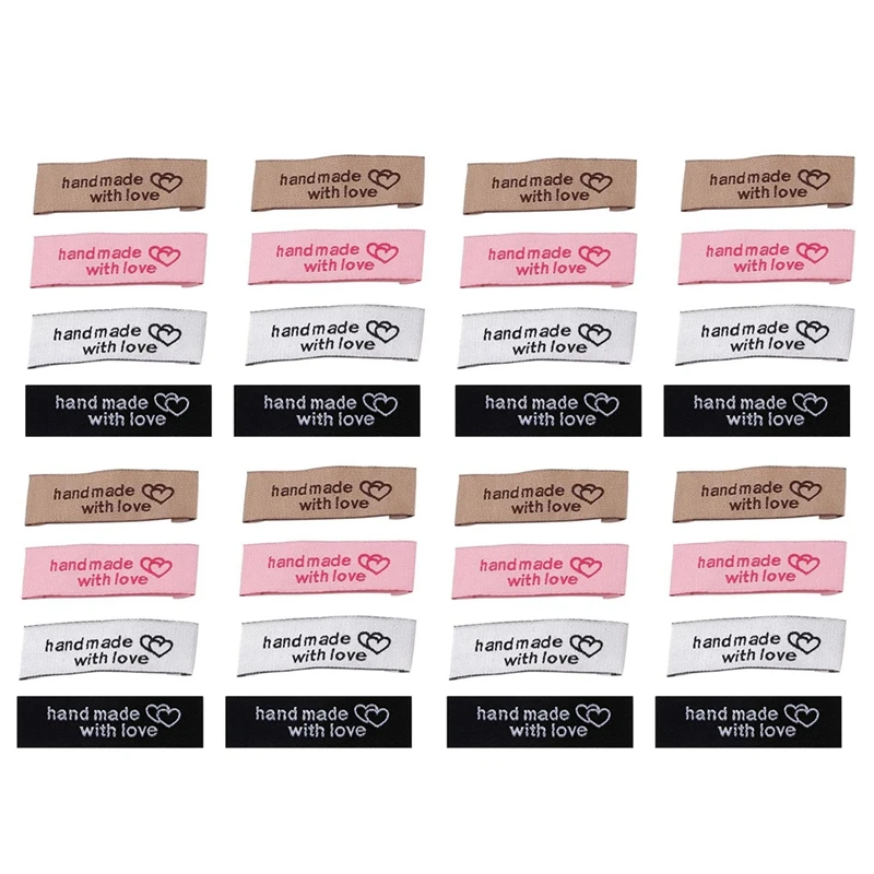 

120 Pieces Personalized Sewing Labels Sew On Clothing Labels Handmade Interlocking Heart Pattern Label Tags