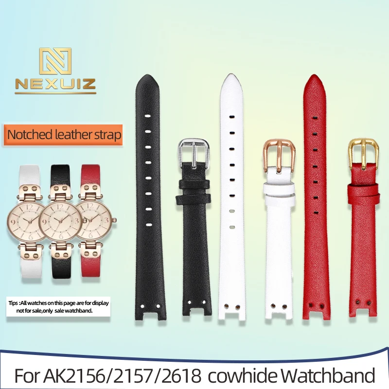 Women's Genuine Leather Watch Strap For Anne Klein AK2156/2157/2618 Cowhide Watchband 12mm Concave Interface Bracelet Soft