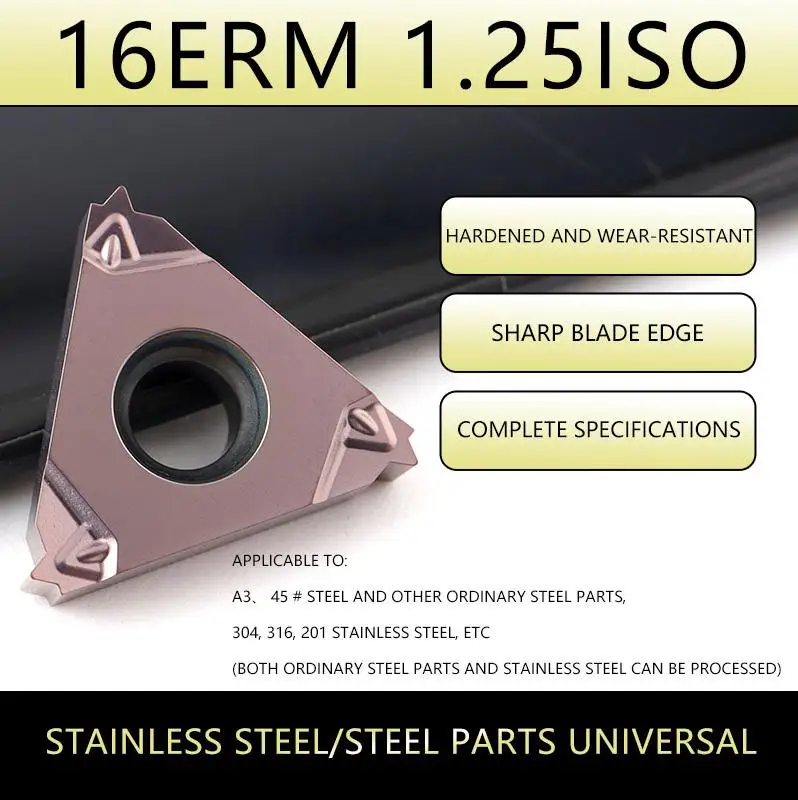 16ERM 16IRM 0.5ISO 0.75ISO 0.8ISO 1.0 1.25 1.5 1.75 2.0 2.5 3.0ISO Резьбовые твердосплавные вставки Инструменты для токарных станков с ЧПУ для нержавеющей стали