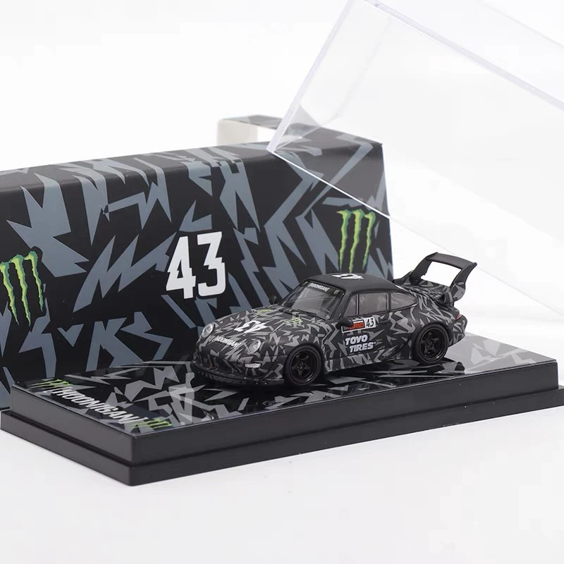 Модель литая автомобиля Flame модель Porsche RWB 964 993 из сплава Коллекционная дисплей