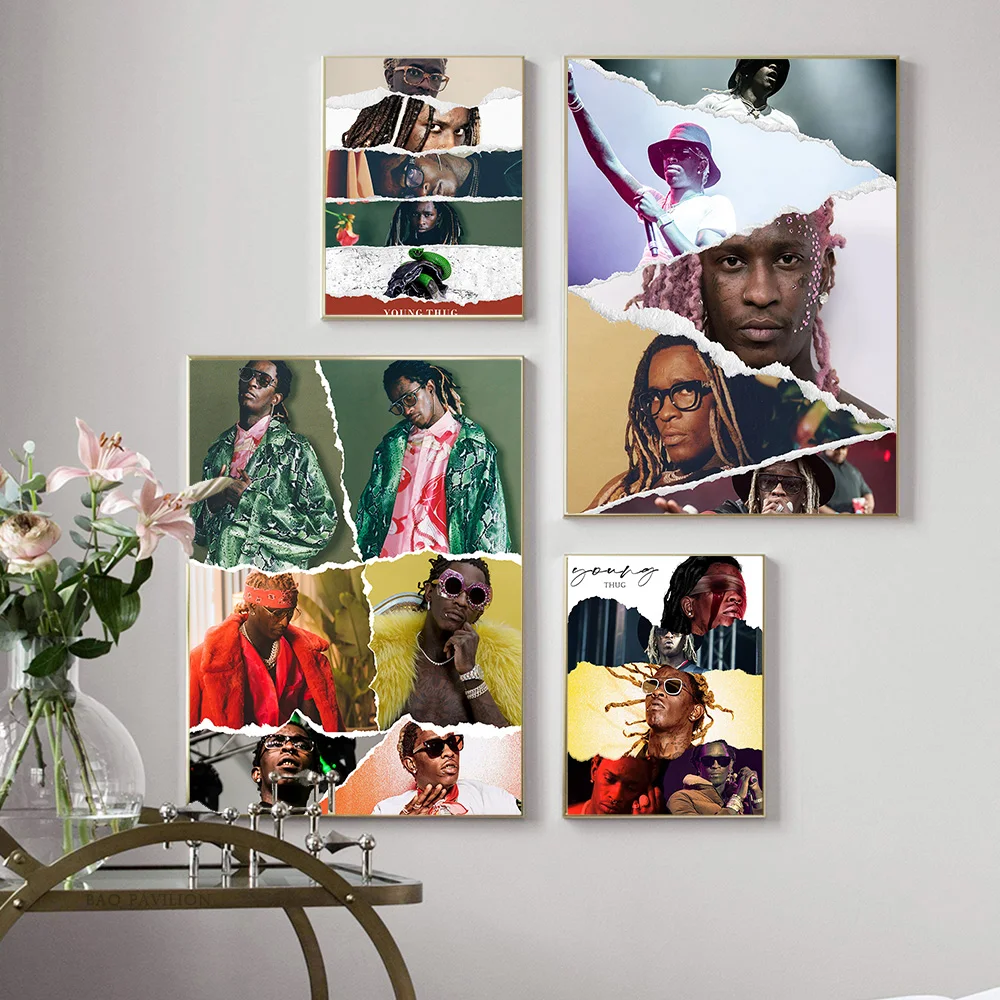 

Young Thug Rapper Print Art Star Poster Hip Hop Music Singer Wall Picture Canvas Painting Bar Pub Club Decor