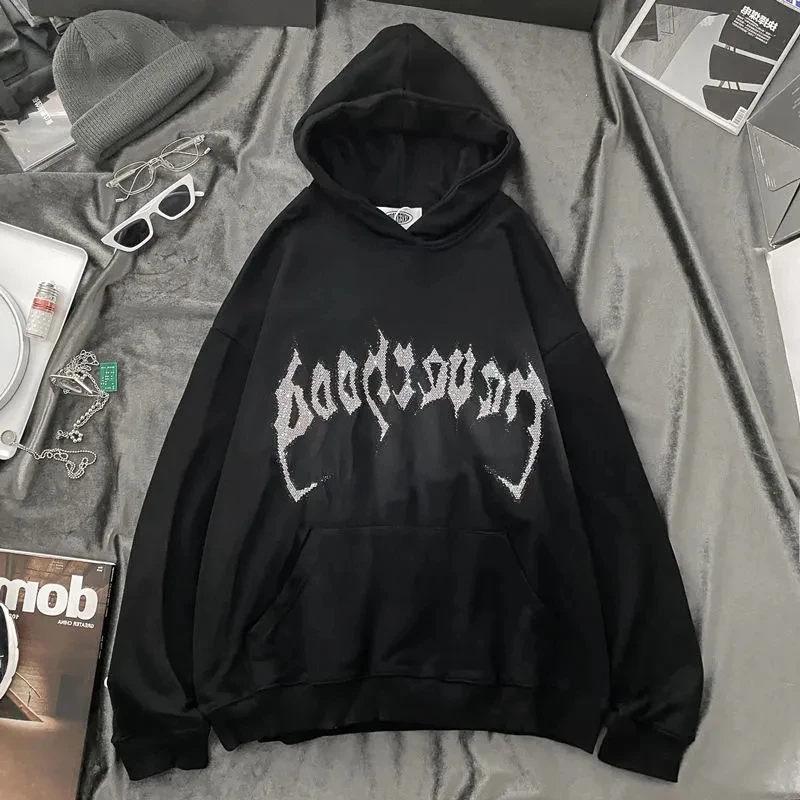 Худи Стразы Y2K в стиле ретро с надписью и графическим рисунком женские свитшоты