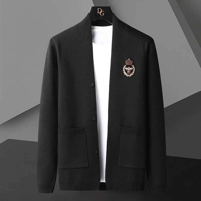 

Top Grade New Autum Winter Designer Brand Luxury Fashion Knit Cardigans Sweater Men Casual Trendy Coats Jacket Men Clothes