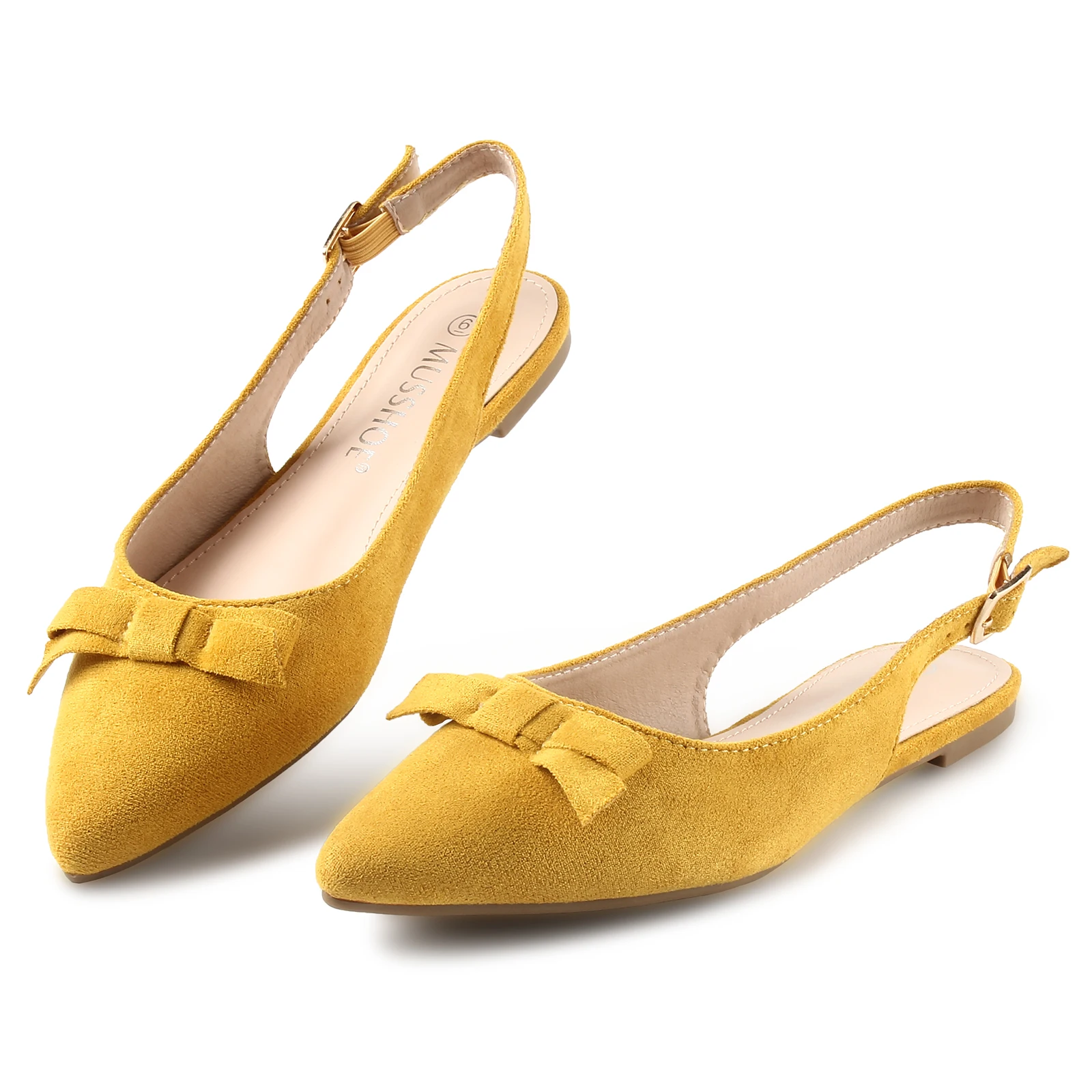 Flats Shoes Women Slingback Pointed Toe Comfort Womens Flats with Bow
