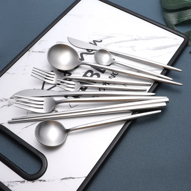 304 Stainless Steel Tableware Portugal Series Europe And America Titanium Western Steak Knife Fork Spoon Chopsticks Set |