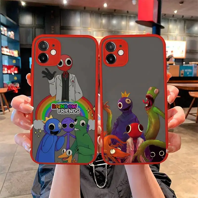 

Rainbow Friends Toy Cartoon Game Phone Case for iPhone X XR XS 7 8 Plus 11 12 13 pro MAX 13mini Translucent Matte Case