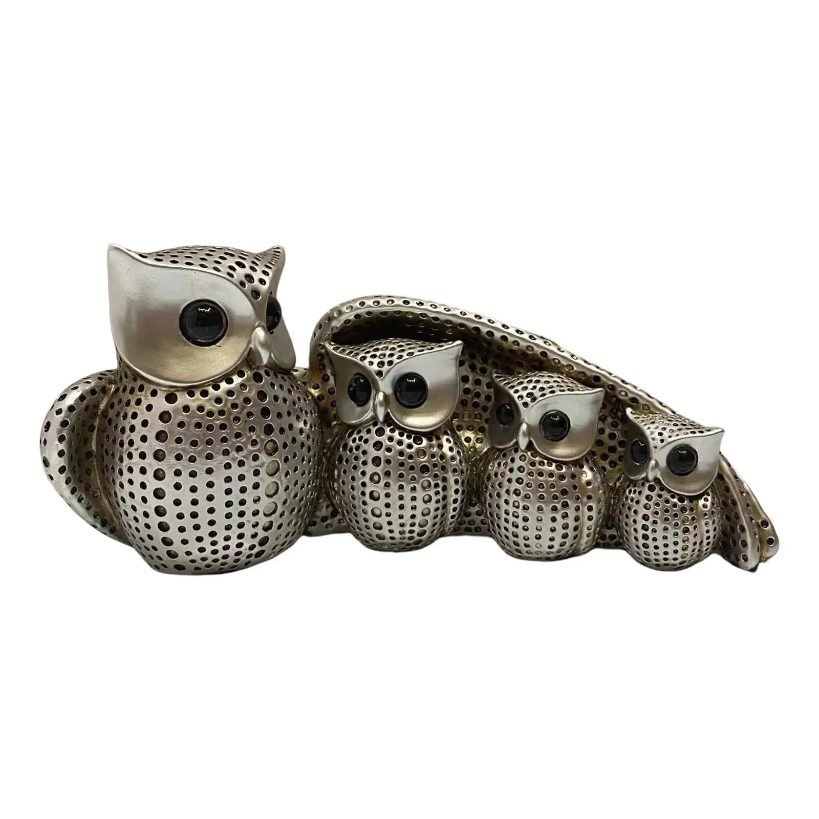 

Family of Four Owl Figurines Home Resin Owl Statues Birds Sculptures for Yard Window Sill Wedding Dollhouse Miniature Bookshelf