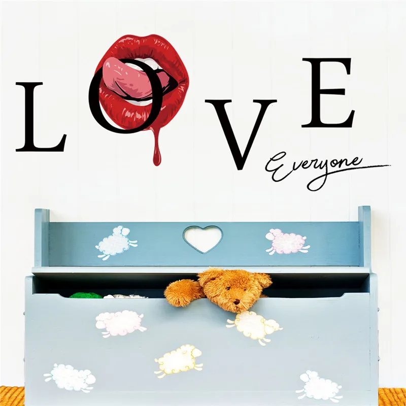 Наклейка на стену Любовь все с цитатами сексуальные красные губы | Дом и сад