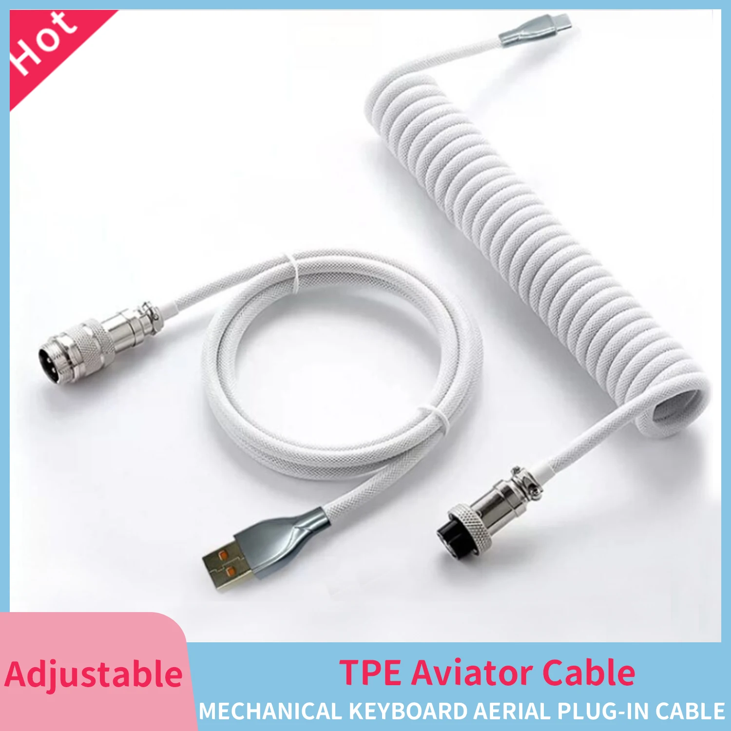 New Coiled Cable Type C Mechanical Keyboard Wire USB Cable Mechanical Keyboard Aviator Desktop Computer Aviation Connector