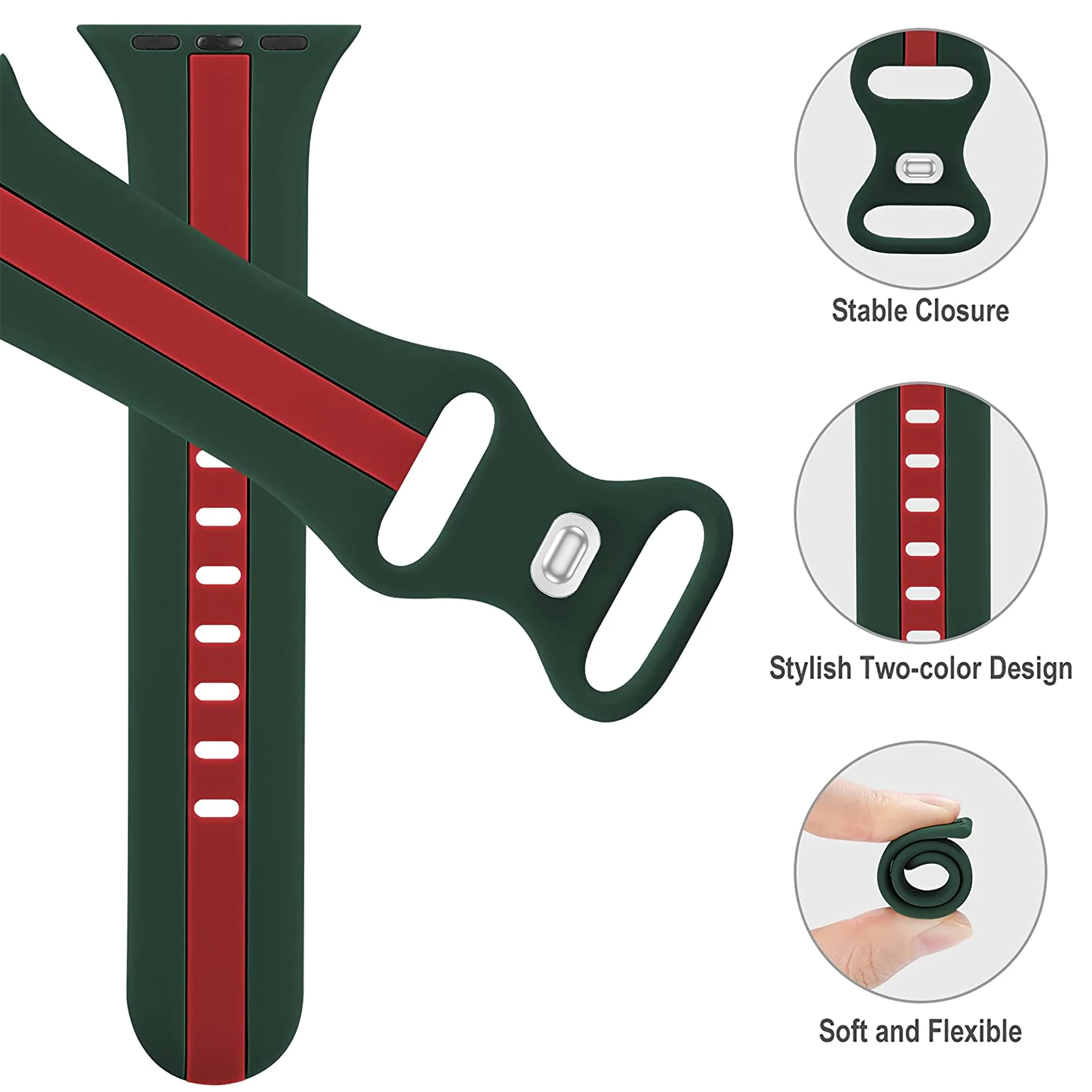 Silicone Bands Compatible with Apple Watch 38/40/41/42/44/45/49mm, Replacement Soft Silicone Sport Strap Wristbands for iWatch