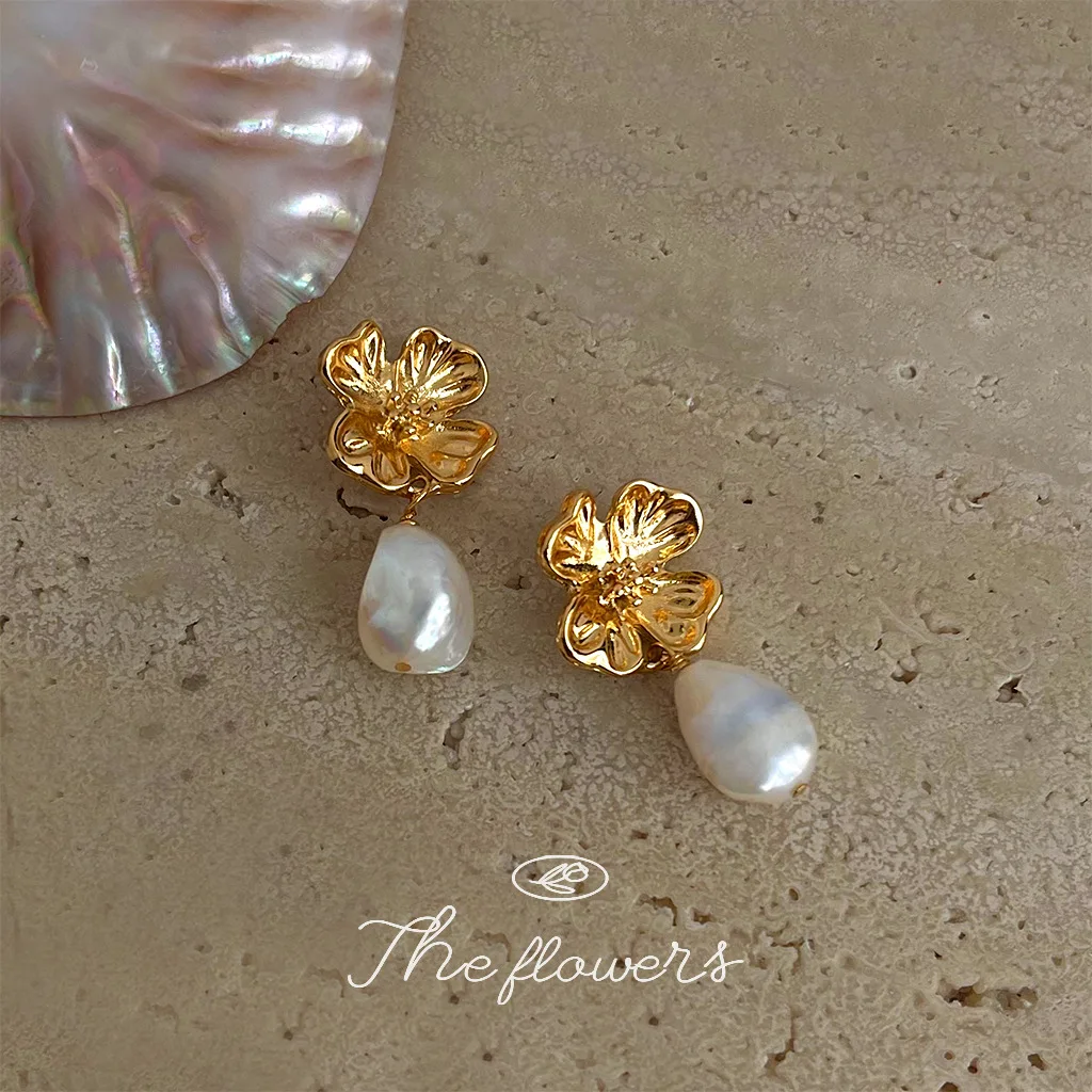 Подлинные Искусственные Позолоченные цветы барокко Висячие жемчужины ювелирные