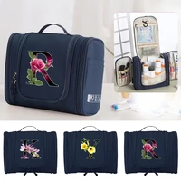 makeup bag wash pouch women travel organizer functional hanging cosmetic toiletry bags flower color print handbag make up case