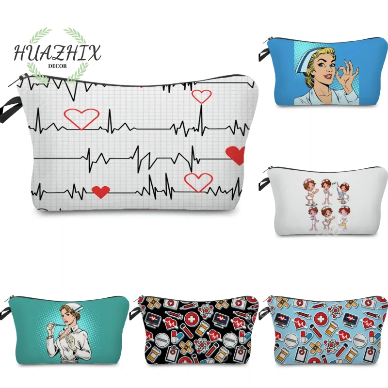 

Nurse Pharmacy Patterm Cosmetic Bag Beauty Case Women's Makeup Bags Female Small Purse Canvas Travel Toiletry Pouch Girls Gifts