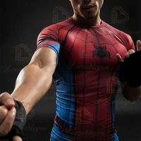 disney captain cosplay t shirt gard running shirt short sleeve compression shirts gym t shirt male fitness sport shirt