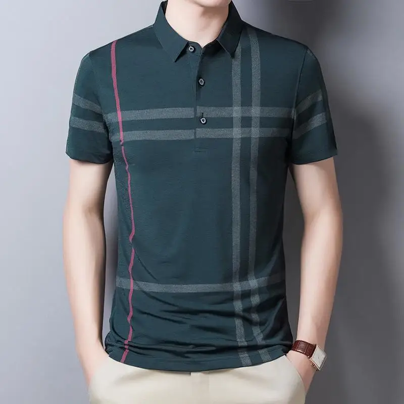 

Men Summer Striped Polo Shirt Short Sleeve Slim Fit Polos Fashion Streetwear Tops