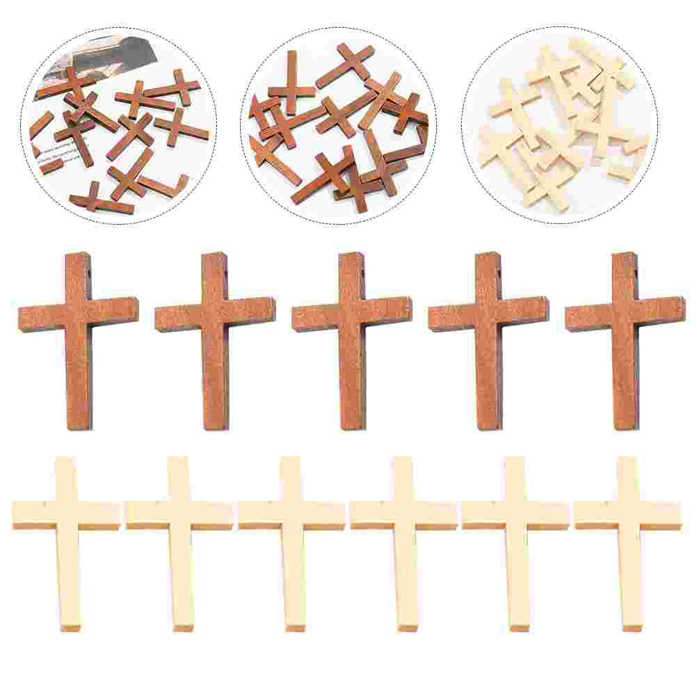 

20PCS Cross Pendant Crafts DIY Cross Decoration (Brown)