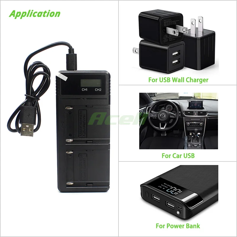 Быстрое двойное зарядное устройство USB для SONY a77II NP-FM500H a99II ILCA-77M2 A77 a500 a550 a560 a580 a700 a850