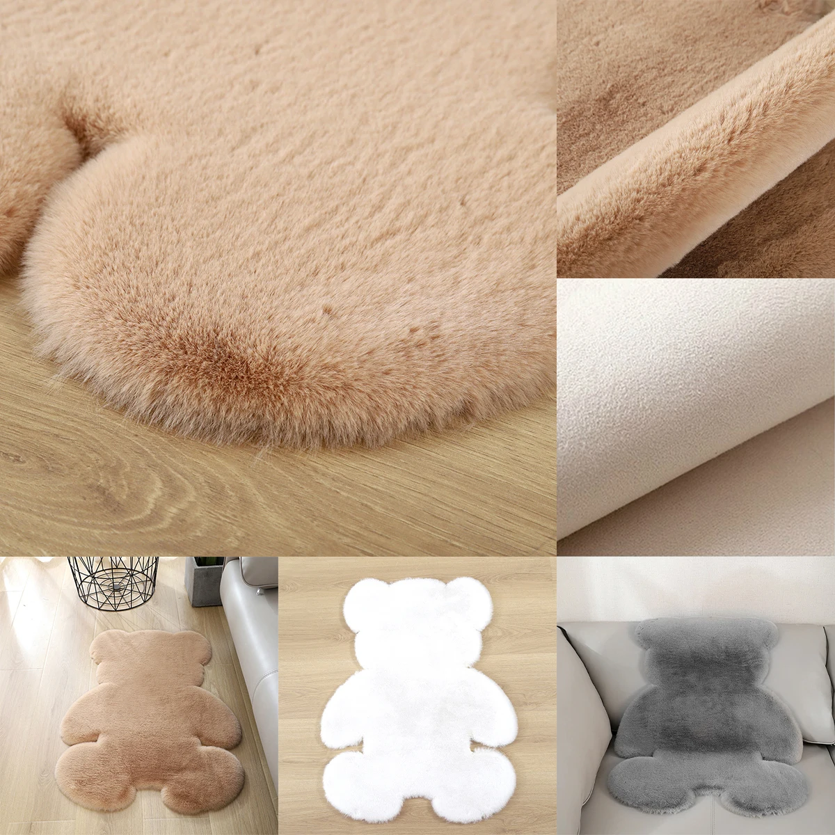 

Коврик для пола в форме медведя, 41 дюйм, милый пушистый коврик для пола в форме медведя, ультрамягкий плюшевый коврик для пола, нескользящий ...