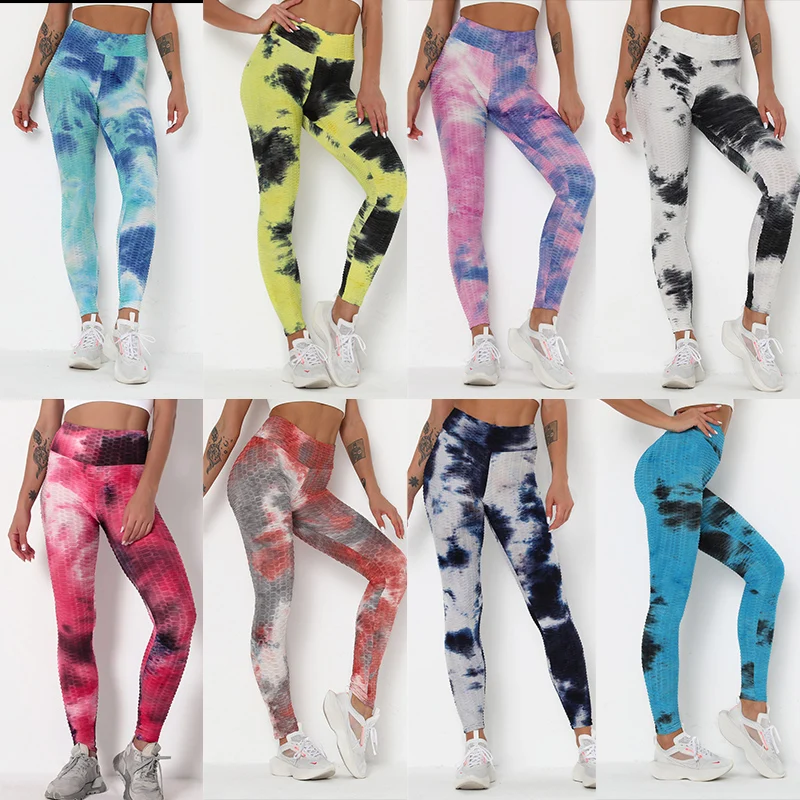 

Women Yoga Pants Sport Leggings Gym Bubble High Waist Fitness Leggins High Elasticity Tights Running Athletic Trousers Push Up