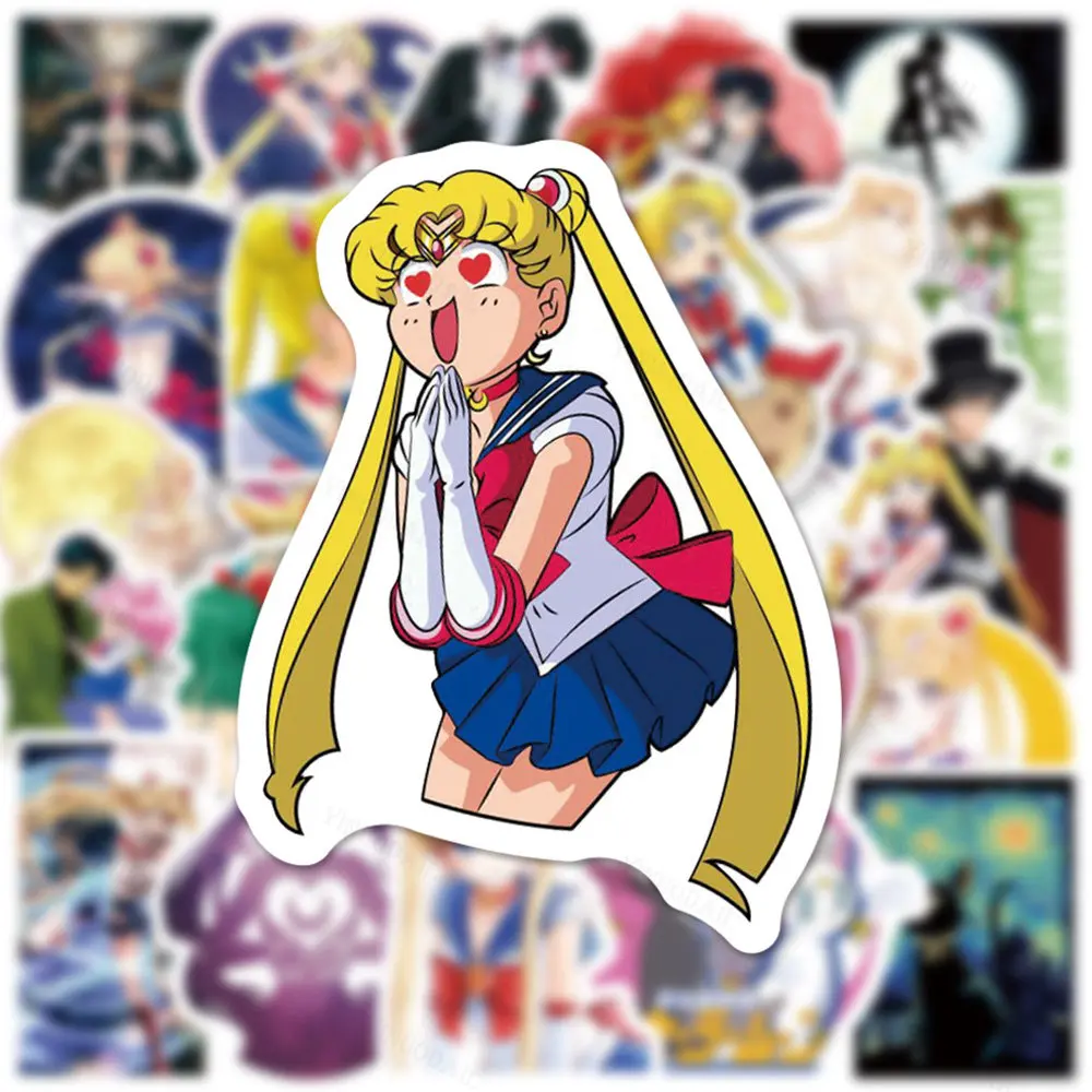 

100pcs Sailor Moon Anime Sticker for Phone Case Suitcase Scrapbooking Laptop Cute Waterproof Cartoon Stickers Pack Kid Toy
