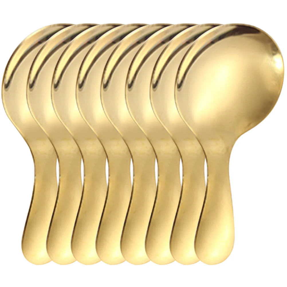 

8Pcs Dinner For Coffee Soup Tea Small Spoons Stainless Steel Soup Spoons Small Round Spoons for Home Kitchen Hotel Restaurant