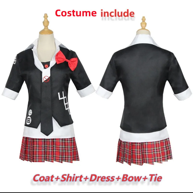 Униформа Danganronpa в красную клетку для кафе костюмы косплея стиле аниме женский