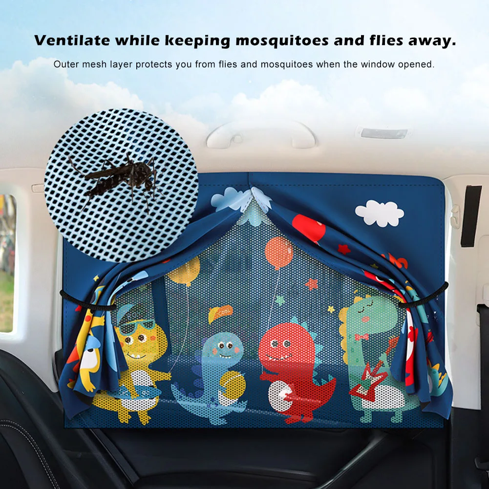 

Universal Car Sun Shade Double-Layer Magnetic UV Protection Cute Cartoon Curtain Side Window Shade Mesh for Baby Kid Car Styling