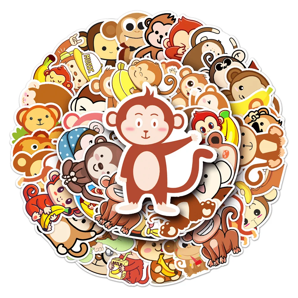 

10/30/50 шт., креативные наклейки с рисунком обезьяны