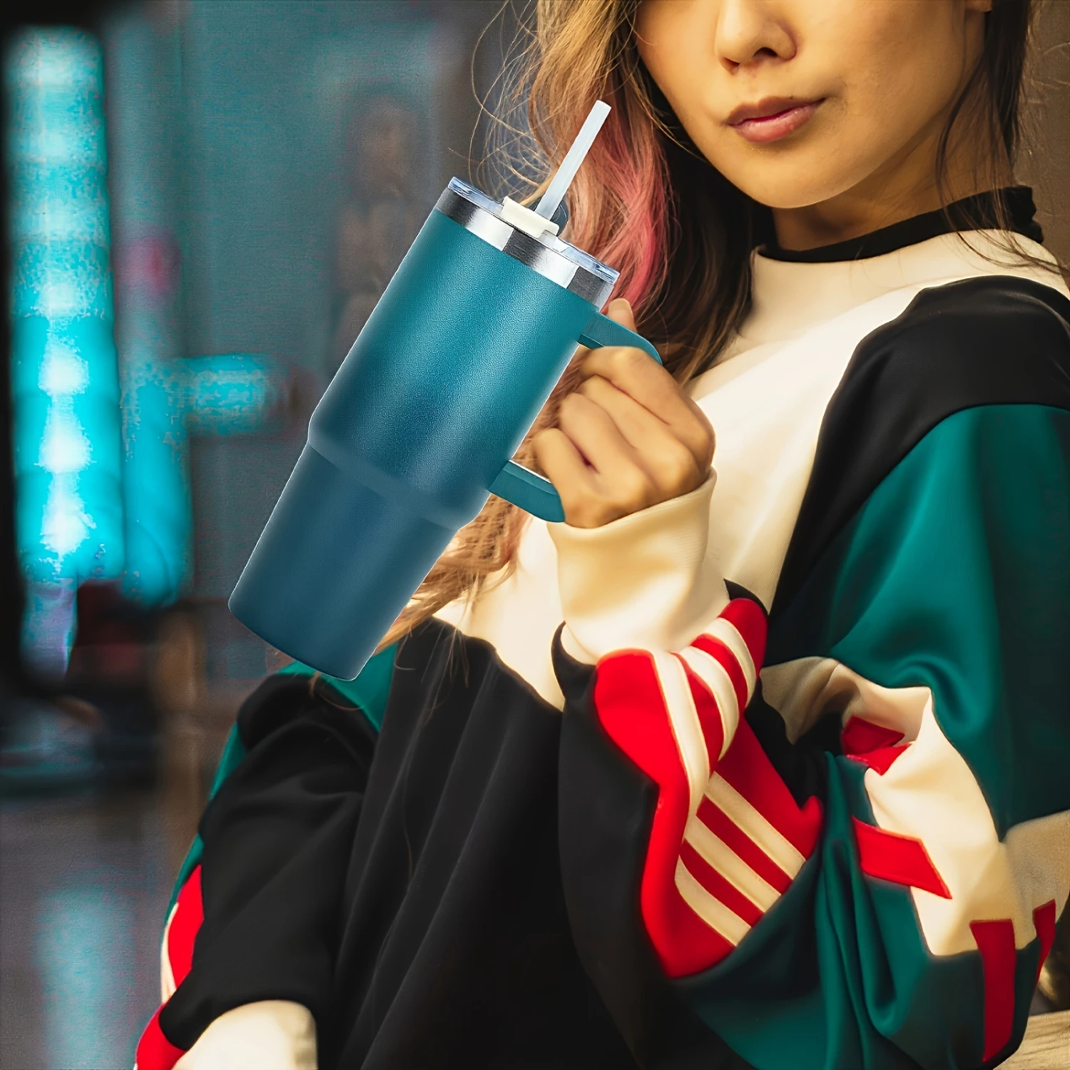 2 ведра из нержавеющей стали емкостью 30 унций с ручкой и соломинкой изолированная