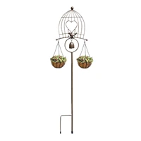 bird garden stakes decor iron yard art with innovative bird shape and small bell for outdoor ornaments unique small bell outdoor