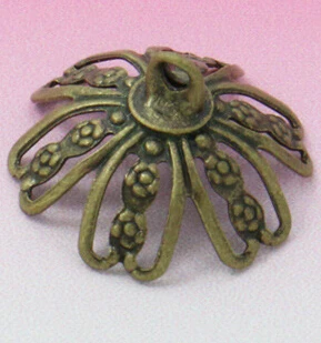 50pcs 15MM Six Flower Piece CAP CONNECTOR CLASP for DIY GLASS GLOBE VIALS&BOTTLES&BEAD Antique Bronze-Silver -Rose Gold Plated