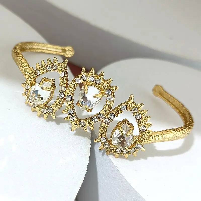 

European and American simple hollow water drop open Bracelet