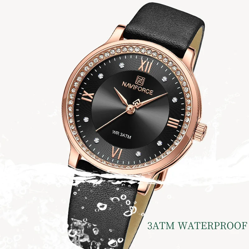 Original Brand NAVIFORCE Women's Watch Fashion Luxury Ladies Waterproof PU Bracelet Quartz Woman Wristwatch Relogio Feminino
